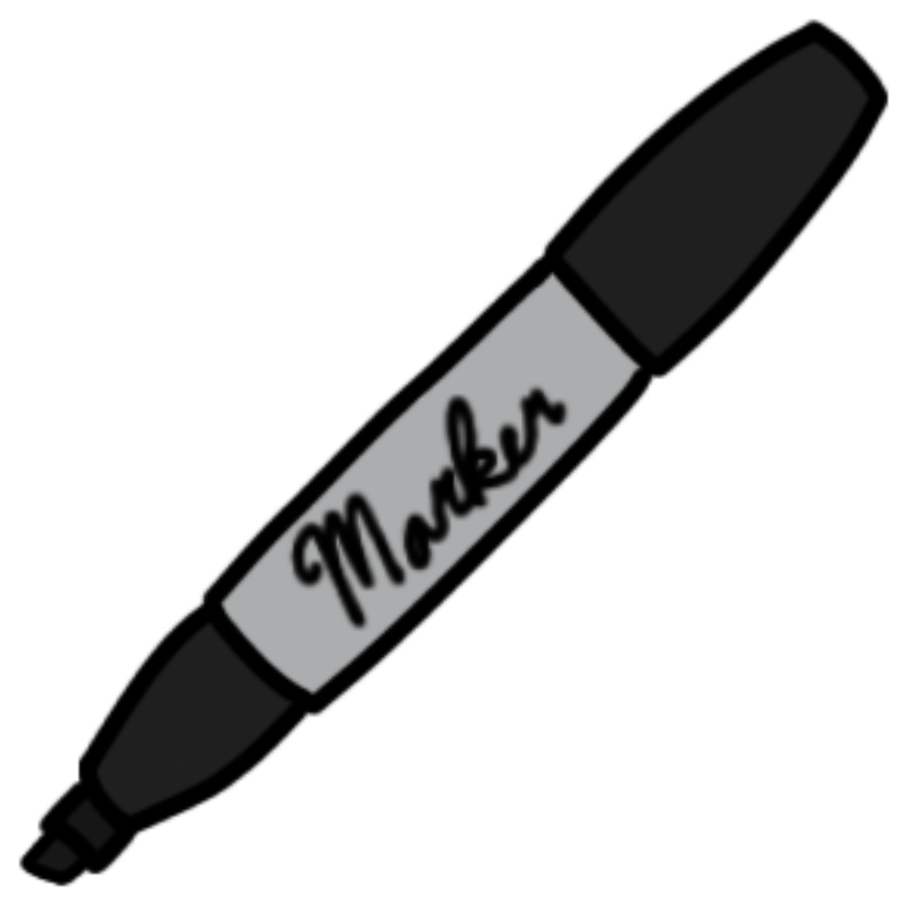A black marker with a grey body, black cap and tip.